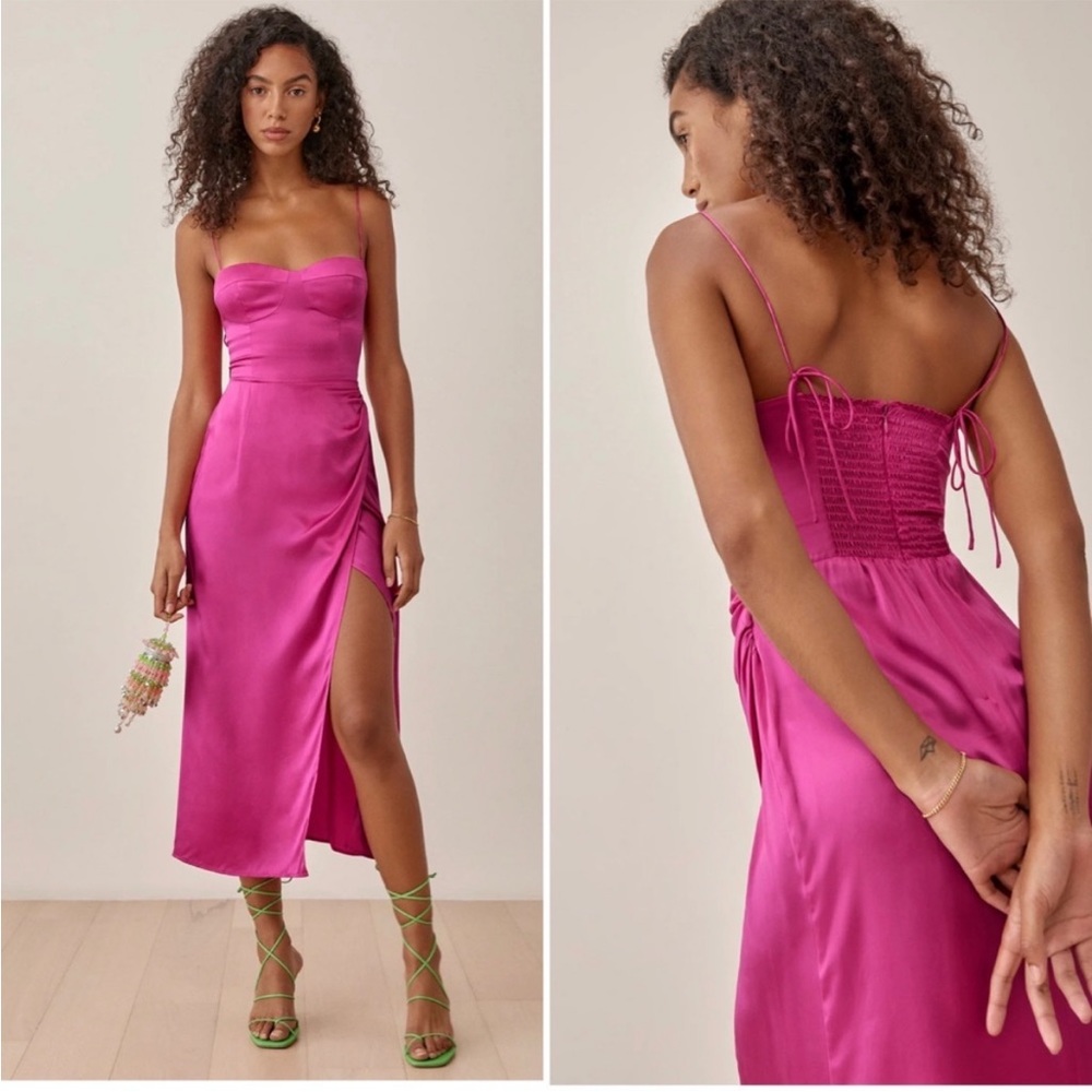 Reformation Dress | NWT Marguerite Dress in Flambe Pink Silk 2